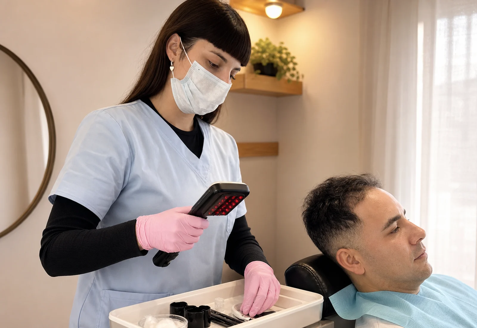 Profesional preparando una sesión personalizada en el consultorio